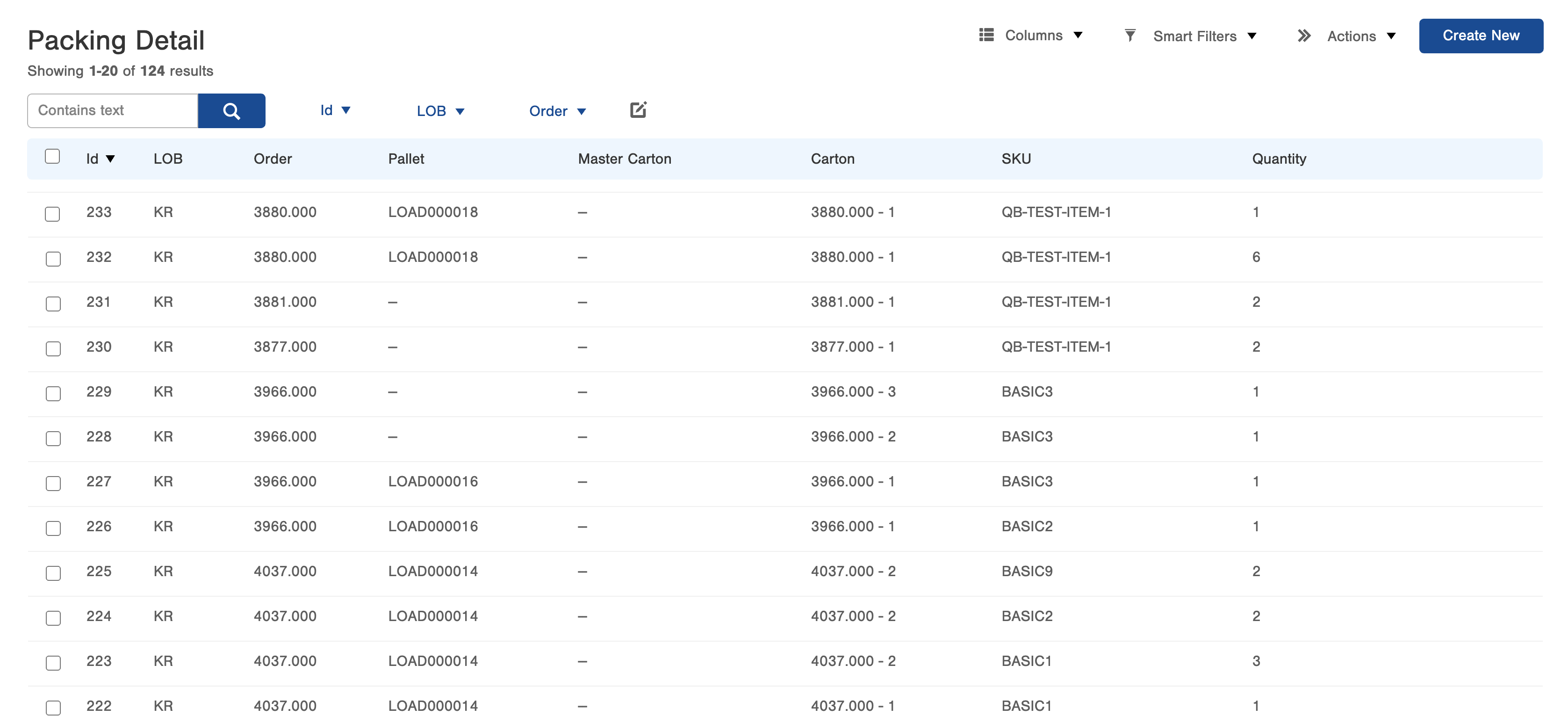 View a Load Packing Details